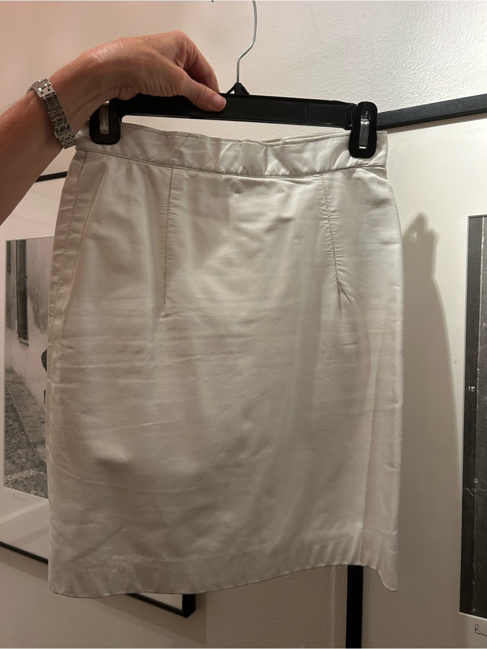 White Women's 100% Leather Skirt